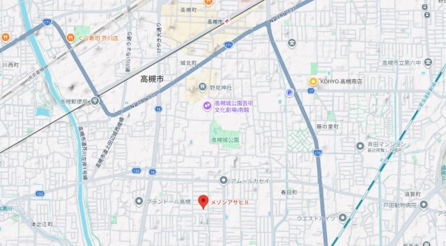高槻市城南町１丁目のアパートの地図