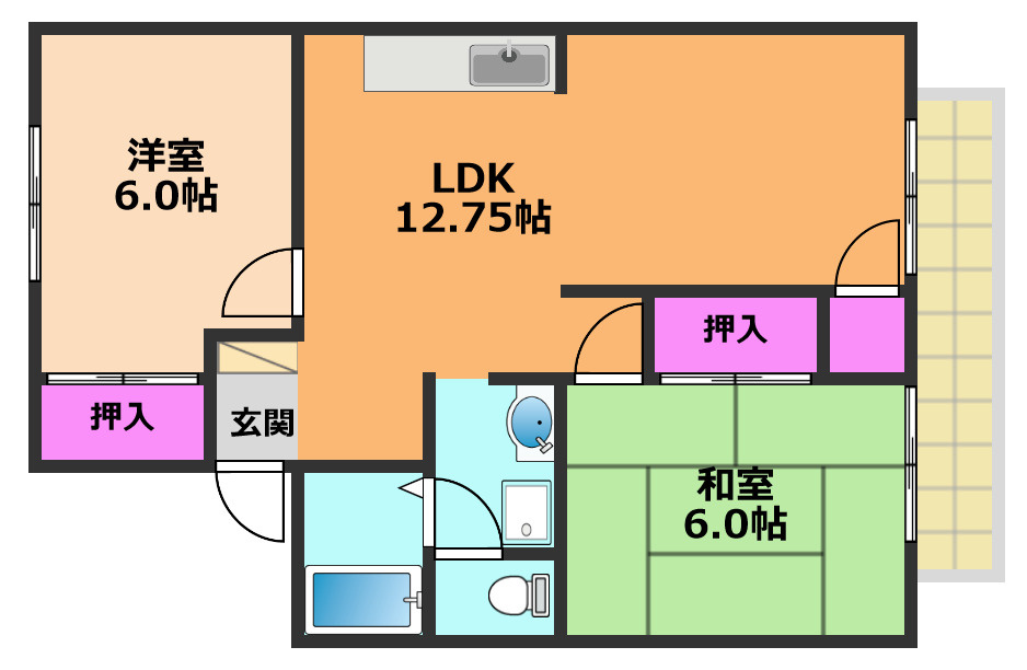 高槻市城南町１丁目のアパートの間取り