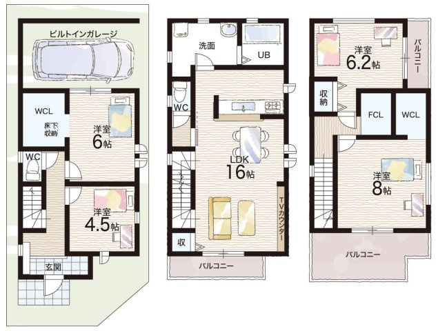 柏原市国分西　第2期　新築一戸建ての間取り