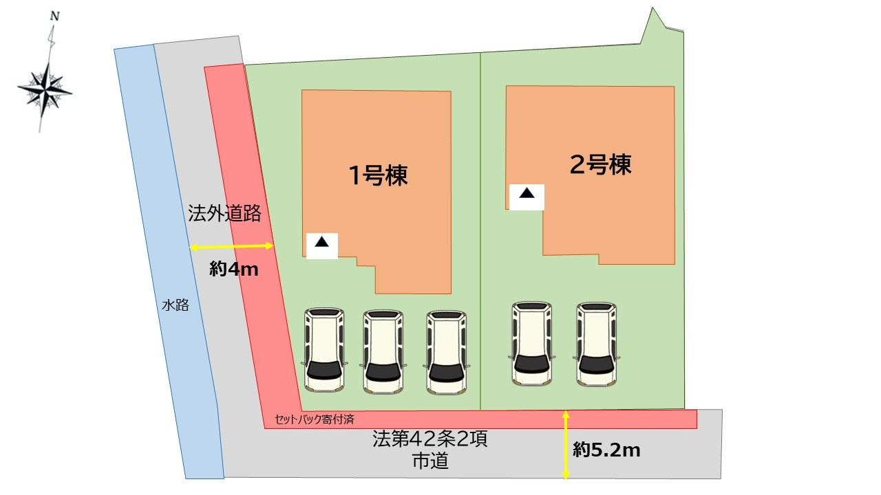 鳥栖市驫木町3期　2号棟の区画図