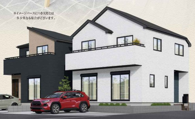 狭山市水野37期全2棟　新築戸建　グラファーレの外観パース|8/24撮影