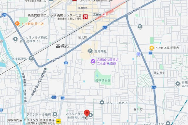 高槻市城南町１丁目のアパートの地図