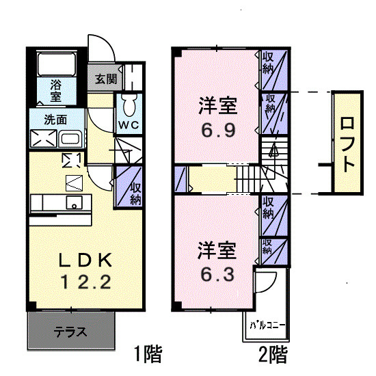 ソレアードＣの間取り|間取図