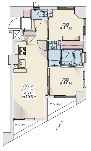 コリーヌ緑ヶ丘の間取り|コリーヌ緑ヶ丘：南東向き角部屋！全居室に窓が付いており空気の入れ替えが出来る２ＬＤＫリノベーション物件は令和８年４月２７日完成予定となっております！
