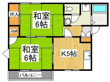 【間取り】 | グリーンハウス尾﨑Ｃ