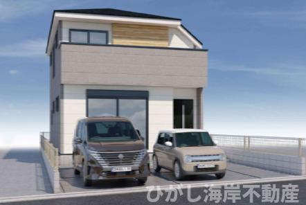 茅ヶ崎市富士見町　新築戸建の外観パース|イメージパスですので実際のものと多少異なります