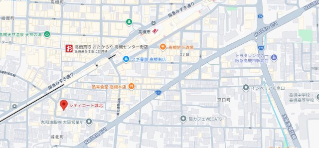 高槻市城北町１丁目の賃貸マンションの地図