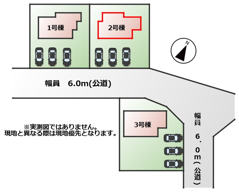 GRAFARE那須塩原市豊浦南町の区画図|【全3棟】各号棟の詳細については、お気軽にお問い合わせください♪