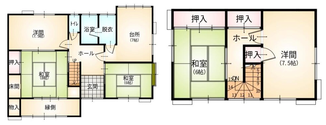 【中古戸建】深谷市上野台の間取り|■間取り図｜敷地面積：265.36㎡（約80.27坪）建物面積：112.59㎡（約34.05坪）