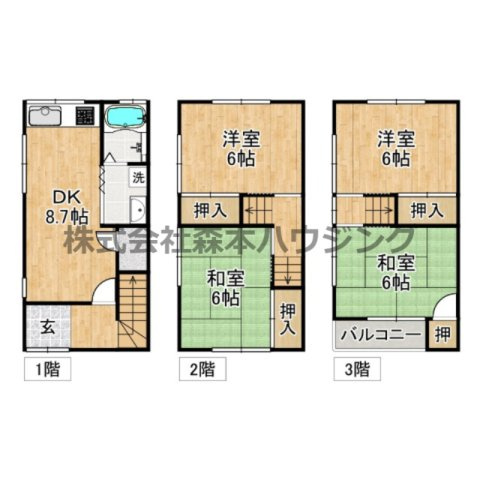 【間取り】 | 　寝屋川市錦町7テラスハウス