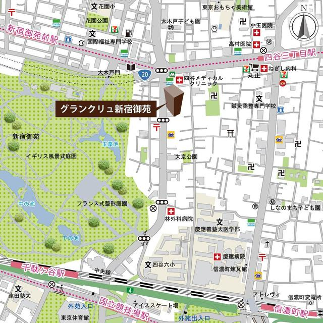 グランクリュ新宿御苑の地図