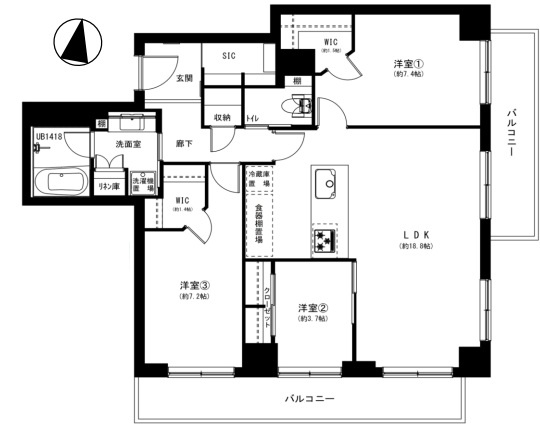 新神楽坂ハウスの間取り|新神楽坂ハウス：南向き角部屋！全居室収納・窓が付いた３ＬＤＫリノベーション物件は住宅ローン控除利用可能です！令和８年５月下旬完成予定！