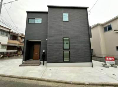 【外観】 | 堺市西区北条町一丁　新築戸建 | 完成済＆内覧可能！スーパーが近くお買物ラクラク。ハザードマップかかっておらず、水害リスクの低い立地です。
