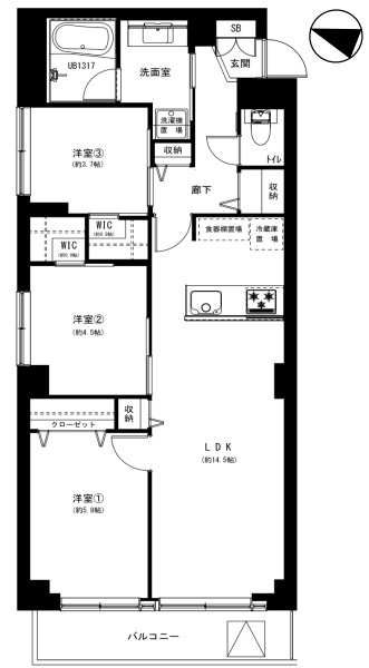 ヴァンヴェール渋谷の間取り|ヴァンヴェール渋谷：最上階・西向き角部屋！全居室収納・窓が付いた３ＬＤＫリノベーション物件は令和８年５月下旬完成予定となっております！