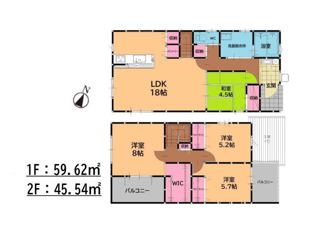 春日市須玖南2丁目第1-1棟（1号棟）の間取り|全居室収納付きで便利です。