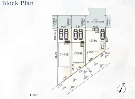 厚木市船子第7　全3棟の区画図