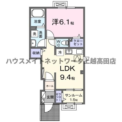 ベル　パトリ　Ａの間取り|間取図（ベル　パトリ　Ａ 105）1LDK