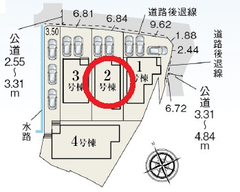 岡崎市福岡町第2　新築分譲住宅　全4棟　2号棟の区画図