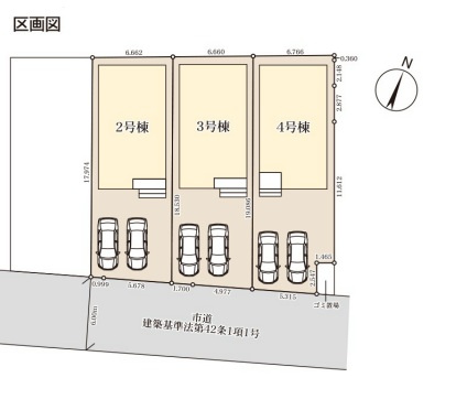 八潮市　緑町3丁目　新築戸建　全3棟の区画図|区画図です
