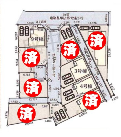 北葛飾郡松伏町松伏　松伏　新築戸建　全9棟の区画図|区画図です