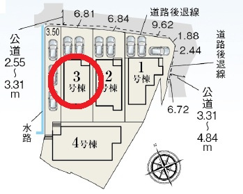 岡崎市福岡町第2　新築分譲住宅　全4棟　3号棟の区画図