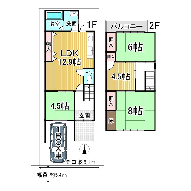 紫竹牛若町 中古戸建の間取り