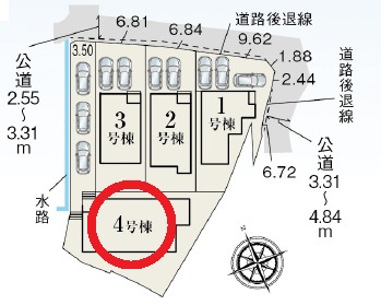 岡崎市福岡町第2　新築分譲住宅　全4棟　4号棟の区画図