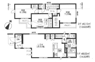 【間取り】 | 南区相南2丁目  1号棟 4期 | 3LDK　都市ガス　網戸標準仕様　シャッター5箇所付　玄関ドアFamiLock　食洗器・浄水器　浴室乾燥機+窓・浴室TV　バルコニー2箇所　セカンド洗面　屋根裏収納　全居室収納　リネン棚　LDK18帖