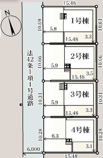 【区画図】 | 鏡石町境新築一戸建て4棟
