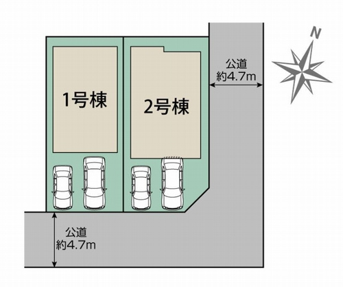 【区画図】 | 【仲介手数料０円】相模原市中央区陽光台5丁目　新築一戸建て　全2棟 | 【仲介手数料０円】相模原市中央区陽光台5丁目　新築一戸建て　全2棟