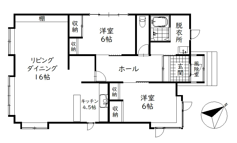 【人気の平屋住宅】釧路町遠矢南4丁目　中古住宅の間取り