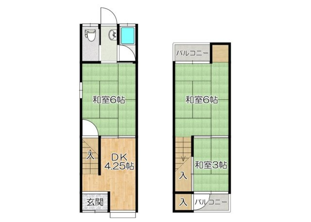 大阪府東大阪市　戸建投資物件「若江岩田駅徒歩11分」の間取り
