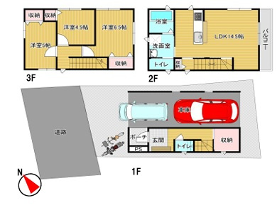 照明器具・エアコン各部屋完備　二見町西二見　新築限定1棟の間取り
