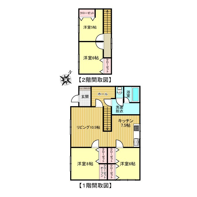 北見市高栄西町７丁目１６番地７　中古売家の間取り|【リフォーム後間取り図】1階2部屋、2階2部屋の４LDKの住宅です。