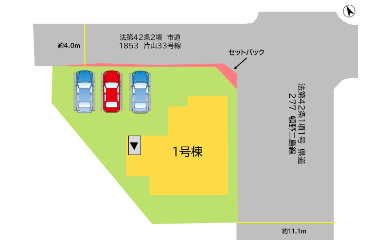 北九州市若松区片山1丁目1期1号棟の区画図