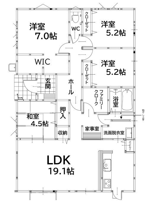 直方市大字頓野12期1号棟の間取り