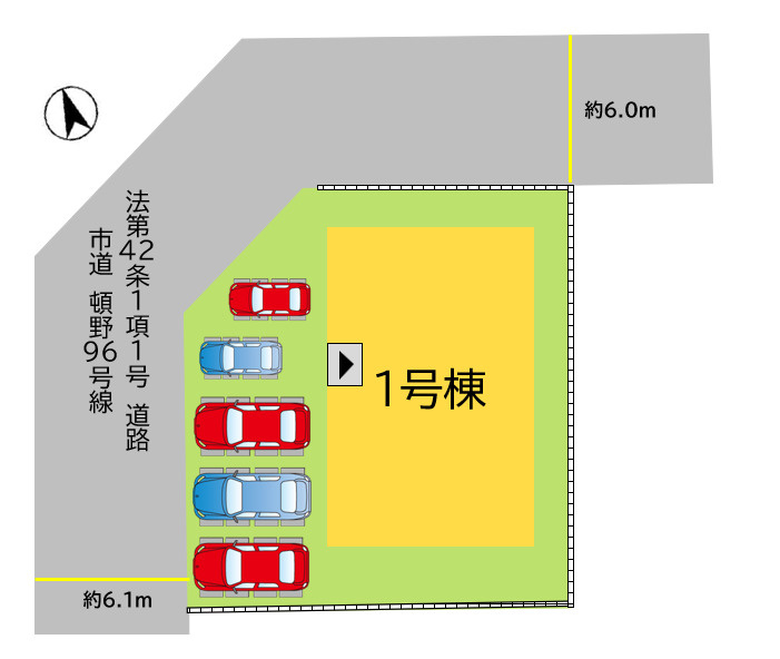直方市大字頓野12期1号棟の区画図