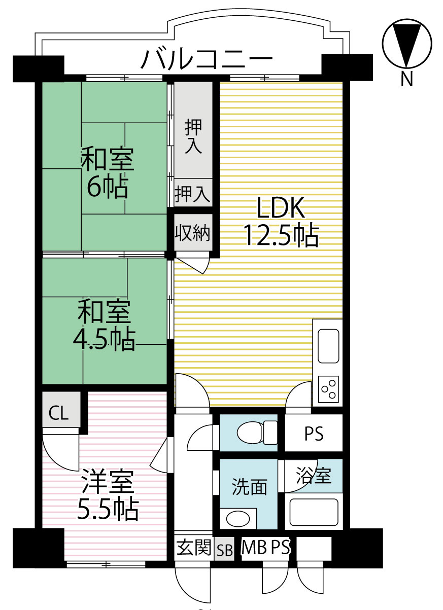 ◆近鉄京都線『向島』駅徒歩８分◆陽当たり良好◆高層階◆向島ニュータウン第三街区G棟の間取り