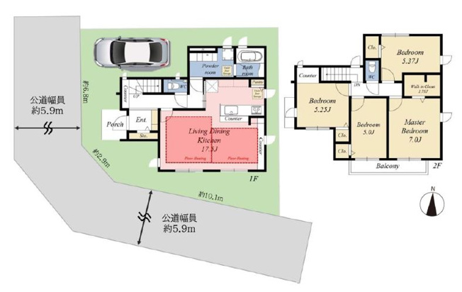 【間取り】 | 練馬区谷原５丁目　中古戸建て | 南西角地につき日当たり・通風良好で、開放感のある住環境が魅力
