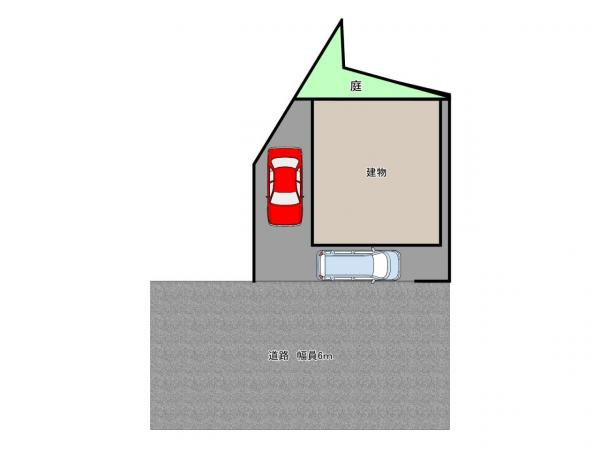 【全居室6帖以上】高知市十津3丁目　中古一戸建ての区画図|ゆとりある全面道路。駐車2台完備！