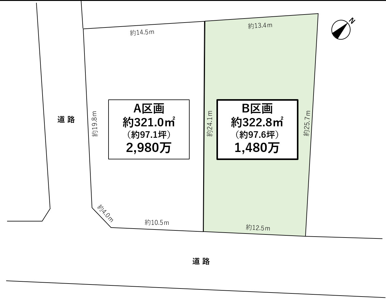 越谷市増林売地　B区画の区画図