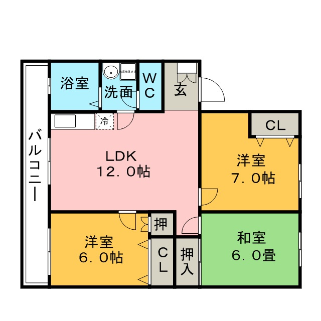 久留米市荒木町白口のアパートの間取り