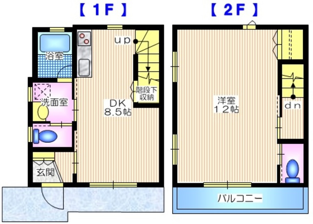 奈良町メゾンの間取り|気軽な全２住戸のメゾネット50平米超の贅沢な間取り