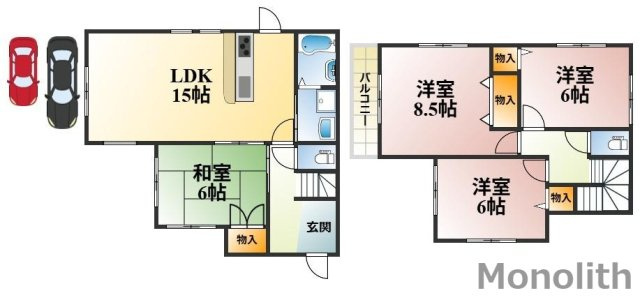 唐国町1丁戸建の間取り