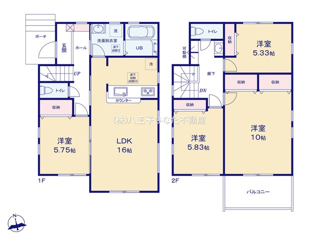 『八王子市新築戸建て』八王子市上壱分方町425-1【仲介手数料無料】　１８期の間取り|～仲介手数料無料☆八王子ひなた不動産～八王子市上壱分方町　新築戸建て