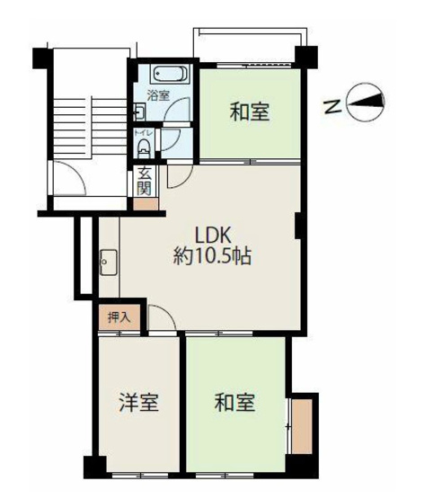 【間取り】 | 厚木サンハイツ | 3LDKは、リビングダイニングキッチンと3つの居室がある間取り。ファミリー層に非常に人気の高い間取りで、広々としたリビングで家族団らんを楽しみ、個室でプライベートな時間も確保できるのが大きな魅力です。