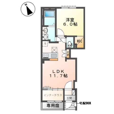 宗像市平井１丁目のアパートの間取り