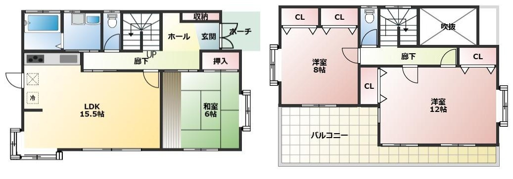 【吹抜】伊勢崎市市場町1丁目　中古住宅の間取り