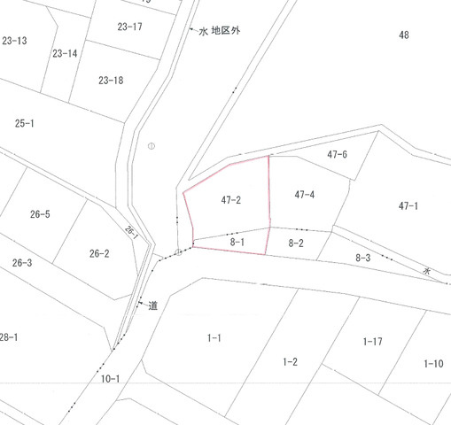 オレンジ　★仁井田町月山下　建物解体後更地引渡し　売地★の土地図