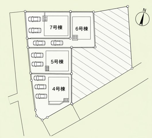 クレイドルガーデン宜野湾市上原 第１・６号棟の区画図|区画図／接道状況：南東側6ｍ私道、南西側5.5ｍ公道